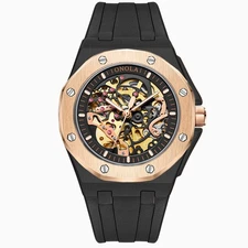 Fully automatic mechanical watch for men fashionable multi-color silicone tape w