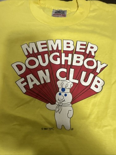 Vintage 1987 Yellow Pillsbury Doughboy Fan Club Member T-Shirt in M / S Read - Picture 2 of 9