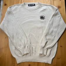 Men&rsquo;s Boast Bar Harbor Inn Maine Pullover Sweater Knit White Cotton Size L EUC
