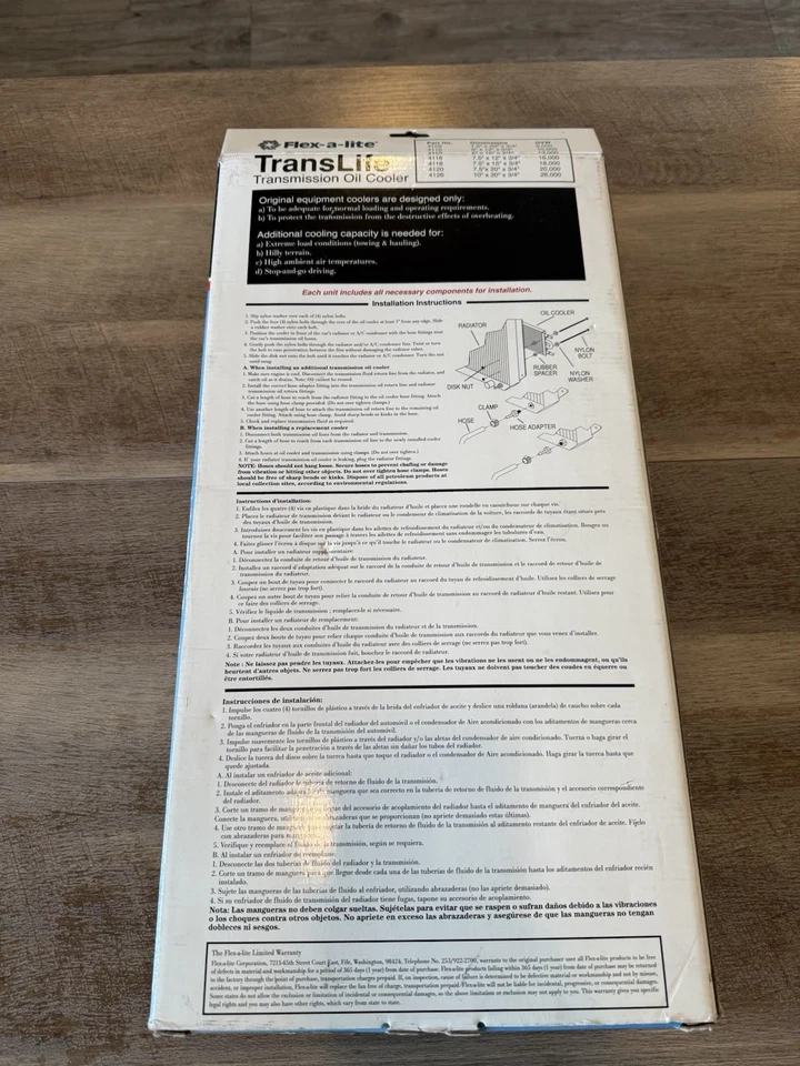 Flex-A-Lite 26K GVW Automatic Transmission Oil Cooler HEAVY TRUCK 10H 20W .75D - Image 2 of 4