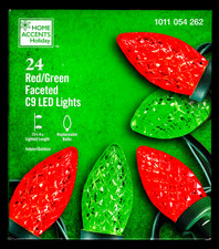 Home Accents Holiday 24 Red/Green Faceted C9 LED Lights Indoor-Outdoor