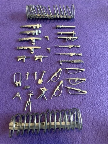 Marx Battleground Guns Belts  Gray Plastic Playset Vtg Accessories Lot of 29