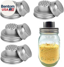 4 Pack Mason Jar Shaker Lids Stainless Steel with Silicone Seals for Spices Dred
