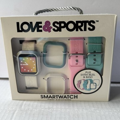 Smartwatch with Interchangeable Bands - White, Pink, Blue Love & Sports New 