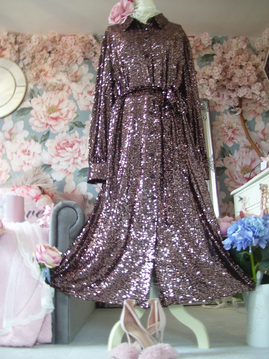 Long Monsoon Glitter Dress Sequin Maxi Dress Monsoon Pink Sequin Dress  Coast Cowl Neck Corset