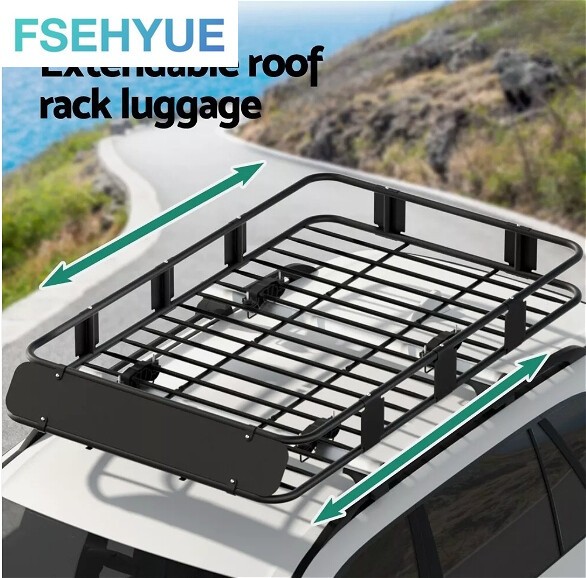 Universal Roof Rack Basket Car Luggage Carrier Steel Vehicle Cargo 64" For SUV