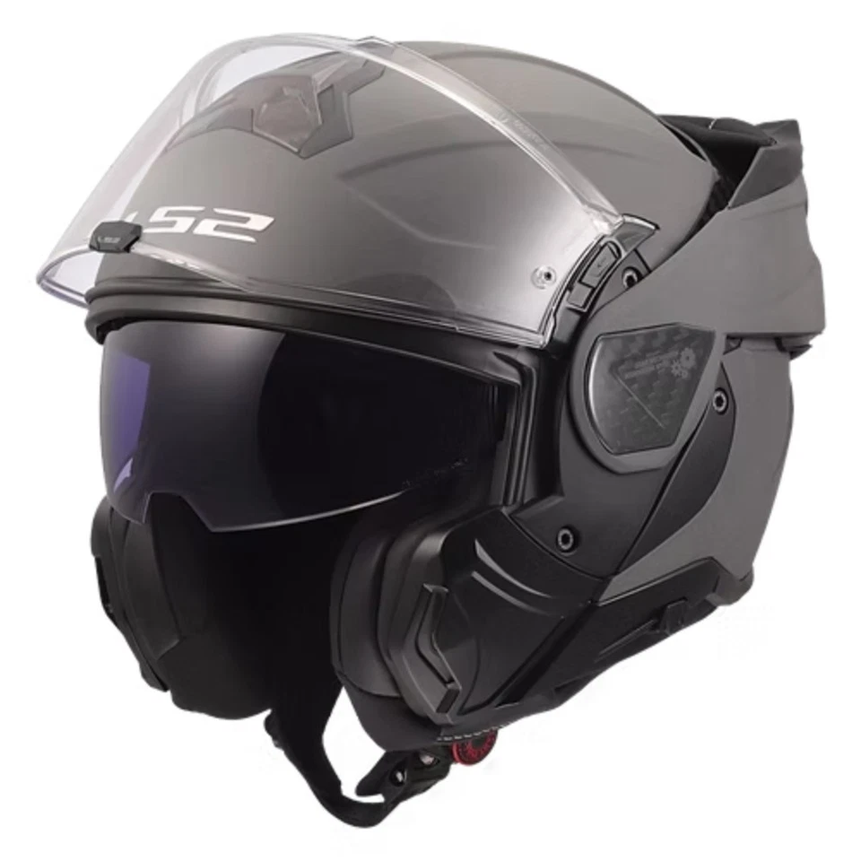 Casco de motocicleta modular sólido LS2 Advant II con protector solar gris concreto Foto 4 de 4