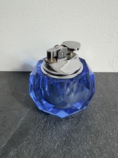 Blaues Kristall Tischfeuerzeug 1970 er Jahre Vintage Ohne Funktion