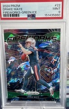 2024 PANINI PRIZM FIREWORKS GREEN ICE #22 DRAKE MAYE ROOKIE RC PSA 9