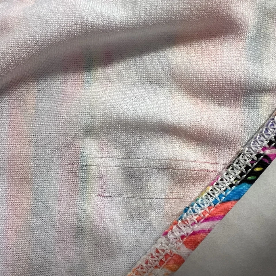 OP Peace Sign Print Bikini Bottom Only Neon Rainbow Boho Festival Style - Image 3 of 4