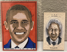 2015/17 ACEO Sketch Card Lot of 2, Obama & Clinton, 1/1, by Qwasian/Artist Q