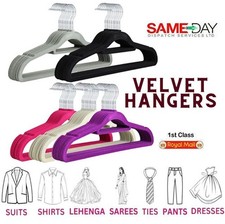 NON SLIP FLOCKED COAT CLOTHES HANGERS VELVET TROUSER HANGING SPACE SAVING