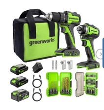 Greenworks 24V Drill  Impact Driver 2x2Ah Battery, 4Ah Battery, Charger