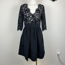 Eliza J Dress Womens 6 Black Lace Fit Flare Party Pockets Cocktail Whimsigoth