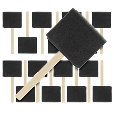 15 Pack - 3"  Foam Sponge Paint Brush Set Wood Handle Craft Touch Up Stain