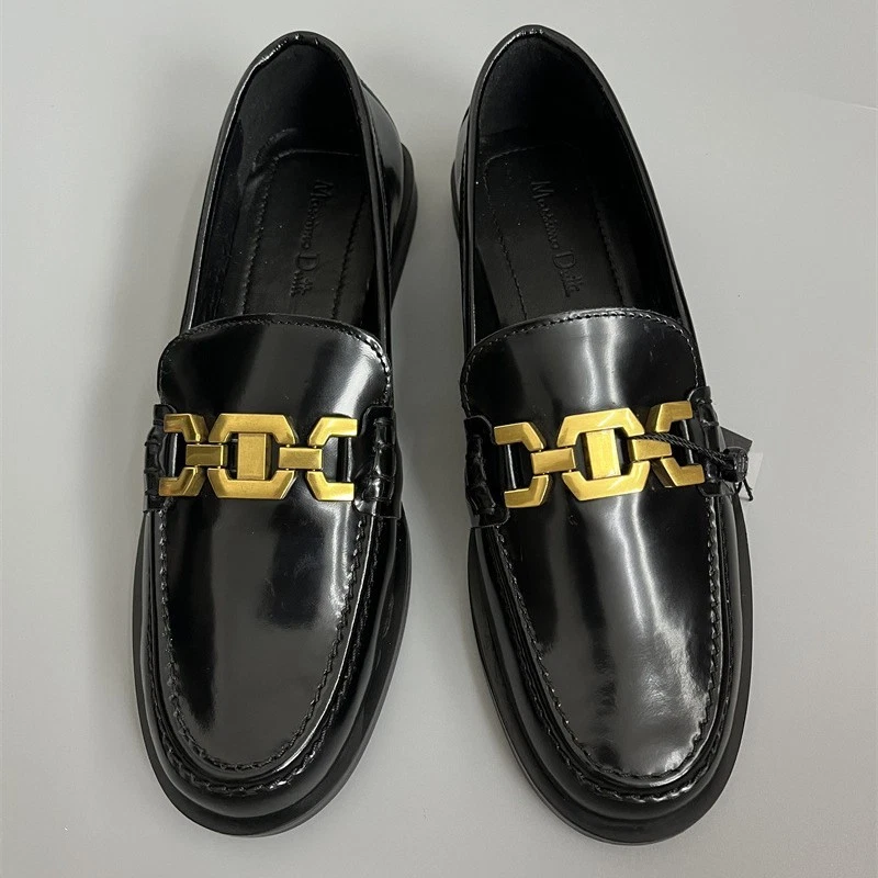 Женские кожаные мокасины Massimo Dutti без шнуровки с круглым носком на плоской подошве черные - Изображение 3 из 4