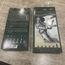 Image of 2 x Faber-Castell PITT Artist Pens Black XXS/XS/S/M/F/1.5 (6pk) tatty boxes