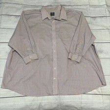 Gold Series GS Mens Big Tall Dress Shirt Size 22 34/35 Orange Blue Plaid