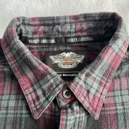 Harley Davidson Hemd Herren Gr. 2XL kariert Flanell grau L/S bestickt gebraucht, in einwandfreiem Zustand - Bild 4 von 11