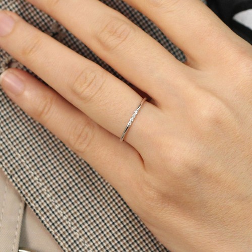 14K Solid Gold 1.2mm Thin Diamonds Wedding Engagement Band Stacking Ring - Picture 13 of 13