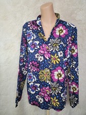 VERA BRADLEY Womens Size Medium Pajama Top Sleep Shirt Blue Floral Button Up L