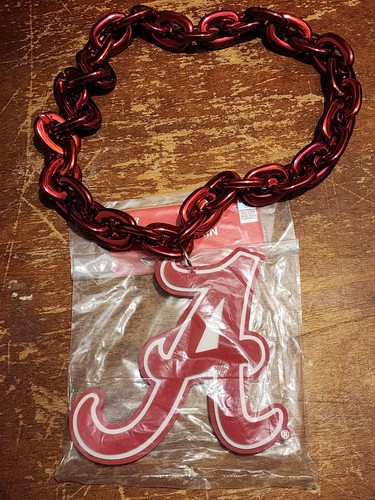 New NCAA ALABAMA CRIMSON TIDE Big Fan Chain RED Necklace with Foam LOGO