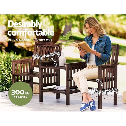 Gardeon Wooden Garden Bench Seat Table Loveseat Outdoor Patio Furniture Park - Picture 7 of 8