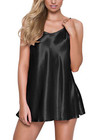 Black Women Sexy Lingerie Satin Spaghetti Strap Nightdress Nightgown Babydoll M — photo 1