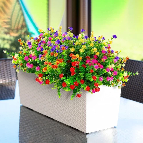 20 paquetes de flores artificiales planta falsa boda jardín interior exterior decoración del hogar - Imagen 3 de 17