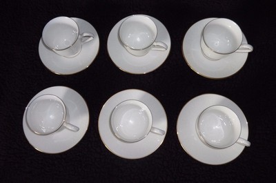 6 Lenox Hannah fine Bone China White with Gold Debut Collection