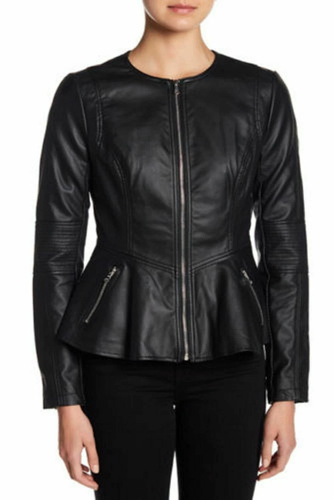 Women's Black Lambskin Leather Jacket Party Club Wear Basic Jacket Dress Coat