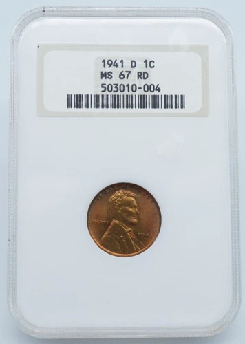 1941-D Lincoln Wheat 1c Cent NGC MS 67 RD - C904