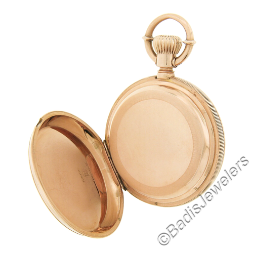 Antique Duhme Co. Large Pocket Watch in 18k Rosy Yellow Gold Open Face