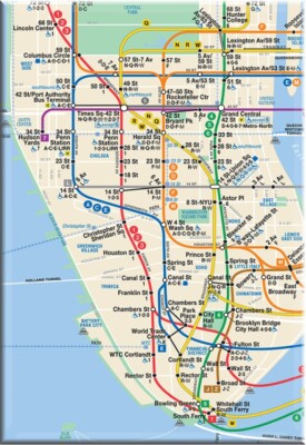 New York City Subway Map Magnet Classic Tin Magnet 2 x 3 Inches