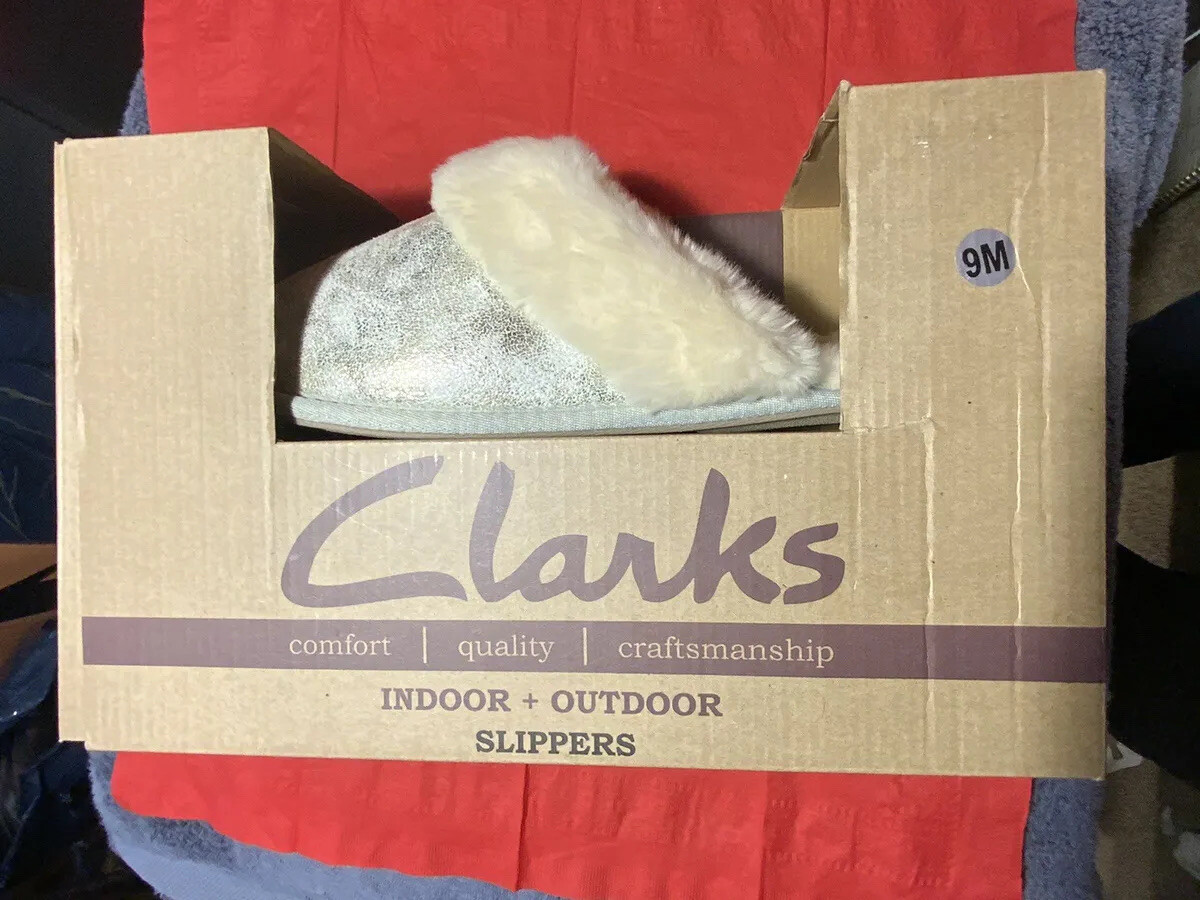 PANTOFOLA D’ORO PANTOFOLE CLARKS NUOVE CON ETICHETTE TAGLIA 9M COLORE ORO INTERNO+ESTERNO