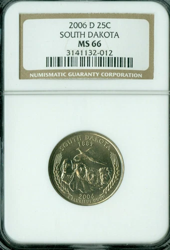 2006 D SOUTH DAKOTA QUARTER NGC MS66 BUSINESS STRIKE  *