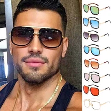 Mens Big Frame Sunglasses Square Metal Sun Glasses Retro Sun Glasses Vintage 