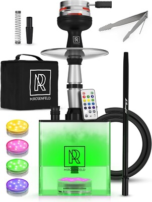 Hookah 1 Hose Hookah Set YADO Square Hookah To Go with 1 hose with LED Light
