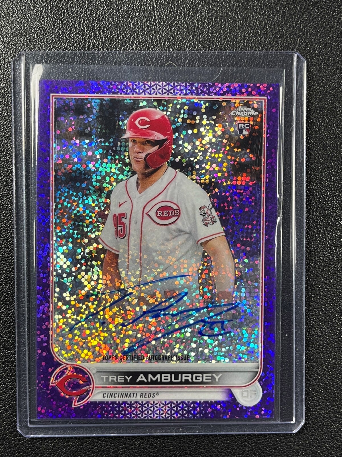 TREY AMBURGEY 2022 TOPPS CHROME ROOKIE PURPLE SPECKLE REFRACTOR AUTO 207/299 RC