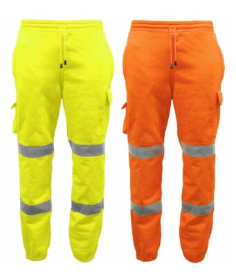 HI VIZ VIS JOGGINGHOSE JOGGINGHOSE ARBEITSKLEIDUNG FLEECEHOSE SICHERHEIT SWEAT PANTS