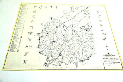 VINTAGE 1950'S CLARION COUNTY IN PENNSYLVANIA GENERAL HIGHWAY MAP 18'' X 24''