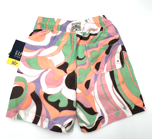 NWT Gap Kids Boys Print Swim Shorts in Green, Orange & Pink Pattern Size Sm 6/7 - Picture 2 of 2