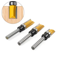 3PCS 1/4" Shank Flush Trim Router Bit Set Template Cutter Straight Woodwork Wood