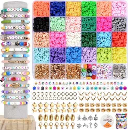 4800Pcs Clay Beads for Jewelry Making Bracelet Kit Flat round Polymer Best New - Picture 2 of 7