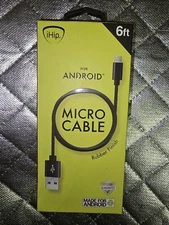 iHip 6ft Micro USB Cable w/Rubber Finish for Android Devices - New Unopened Box