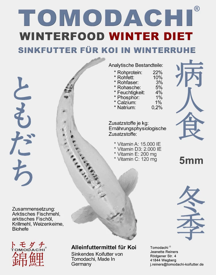 Winterfutter Koi Sinkfutter hochverdauliches Koifutter Winter Diet 5mm 5kg Eimer - Bild 3 von 4