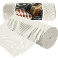 Nevlers 2 ft. x 60 ft. White Anti Slip Rug Pad Roll for Hard Surface Flooring