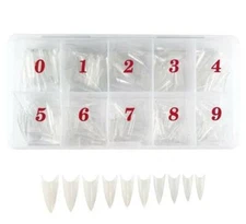 Hot 500Pcs Stiletto Point Shape White Acrylic French False Nail Tips UV Gel DIY
