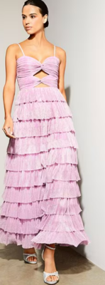 gianni bini Grace Metallic Plisse Sweetheart Neck Cut-Out Tiered Dress | eBay gianni bini Grace Metallic Plisse Sweetheart Neck Cut-Out Tiered Dress | eBay