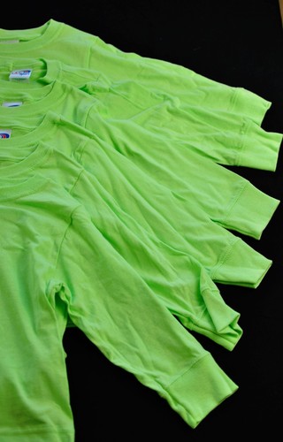 lot of 12 lime t shirts size Xsmall 2 - 4 long sleeve Lat sportswear monogram - Picture 4 of 6